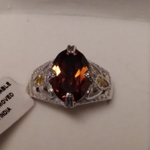 SZ 9  s925 brown garnet ring